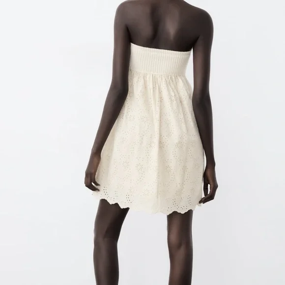 ZARA COMBINATION EMBROIDERED KNIT DRESS - Picture 5 of 12